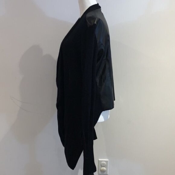 Marciano draped front black vegan leather long sleeves wrap jacket size Small - Picture 4 of 10